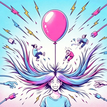 Explain why a balloon sticks to hair?