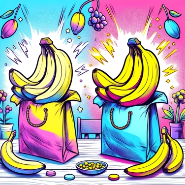 Explain why bananas ripen faster in a paper bag than on a table?