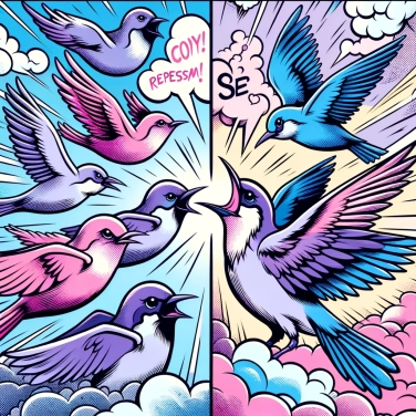 Explain why birds repeat certain phrases that they hear?