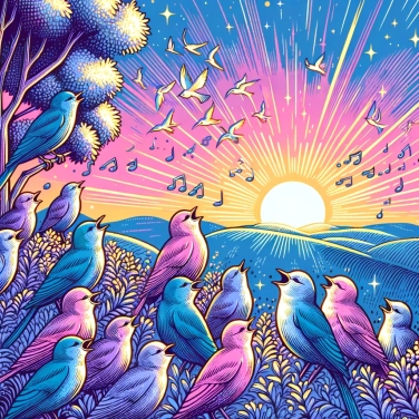 Explain why birds sing mostly at sunrise?