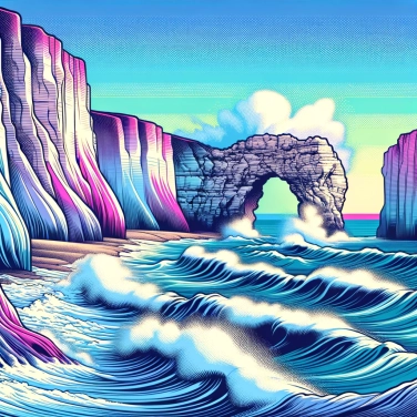 Explain why coastal cliffs can be sculpted into natural arches by marine erosion.