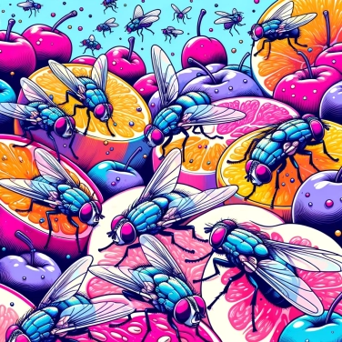 Explain why do flies buzz near ripe fruits?
