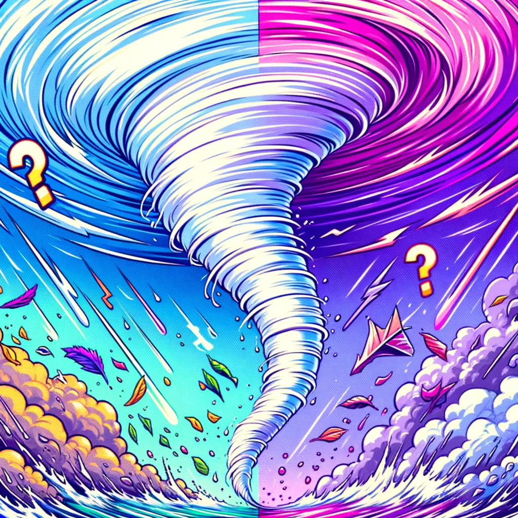 Explain why do tornadoes rotate clockwise or counterclockwise 