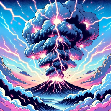 Explain why erupting volcanoes sometimes emit lightning.