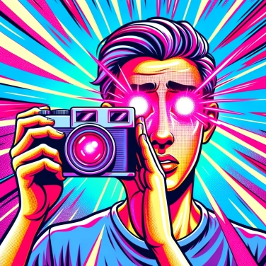Explain why eyes turn red when taking photos with flash.
