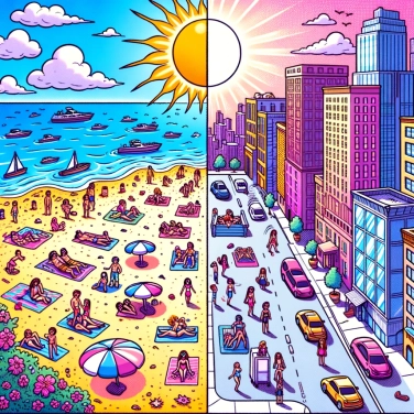 Explain why it is sometimes hotter at the beach than in the city.