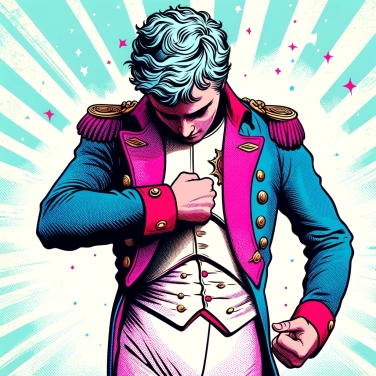 Explain why Napoleon Bonaparte was always depicted with his hand in his vest?