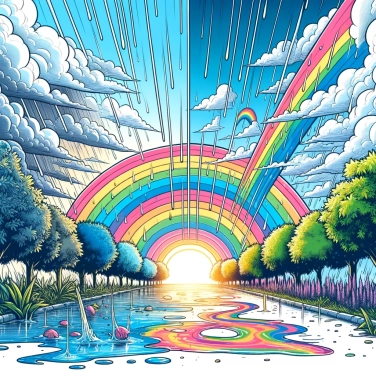Explain why rainbows appear after the rain?