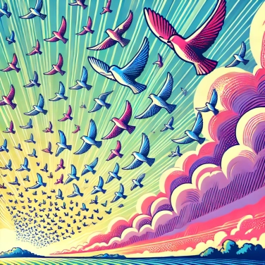Explain why some flocks of birds appear to be synchronized like an aerial ballet?