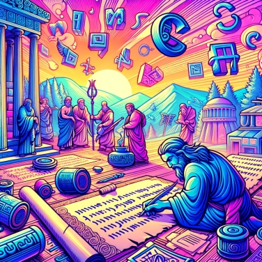 Explain why the ancient Greeks used a different alphabet for writing their religious texts.