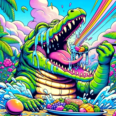Explain why the crocodile cries while eating?