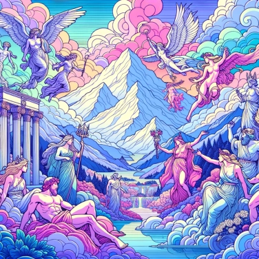 Explain why the Greek gods live on Mount Olympus.