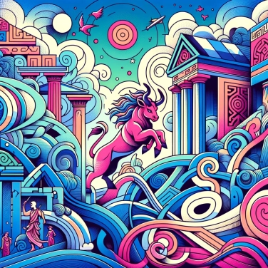 Explain why the myth of the Minotaur was created in Knossos, Crete.