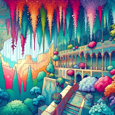 Explain why the Persians used hanging gardens as a symbol of power.