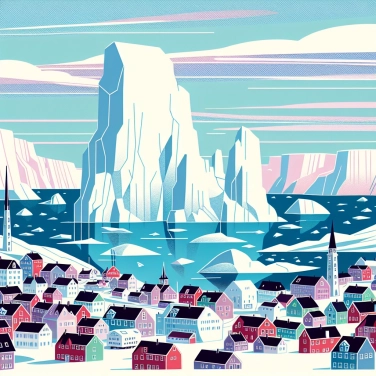 Explain why the town of Uummannaq (in Greenland) is famous for its icebergs with unusual shapes?