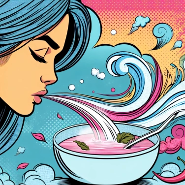 Explain why we blow on hot soup to cool it down?