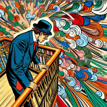 Explain why we feel dizzy when leaning over the edge of a balcony?