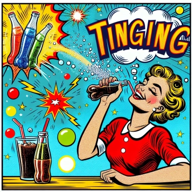 Explain why we sometimes feel a tingling sensation when we drink soda?