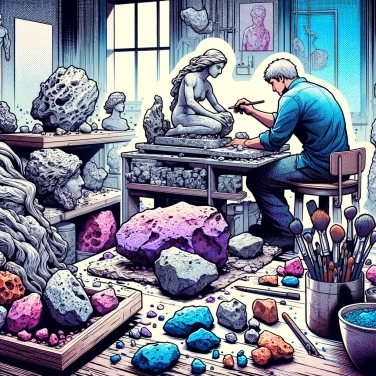 Why are volcanic rocks often used to create artistic sculptures?